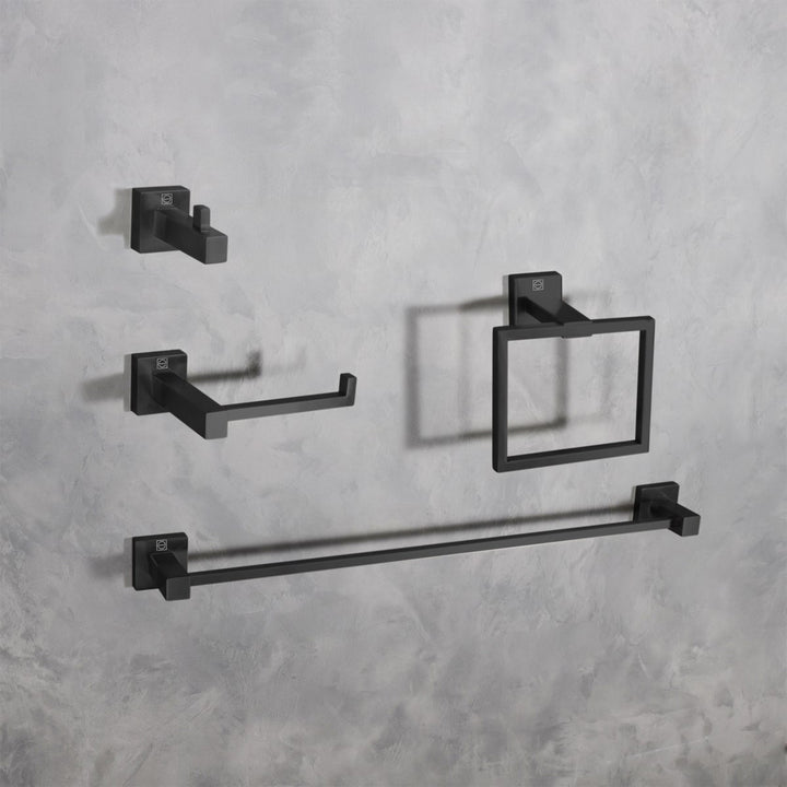 4-Piece Bathroom Hardware Set In Matte Black Matte Black Finish - KITCHEN & BATH by Joshua Marshal