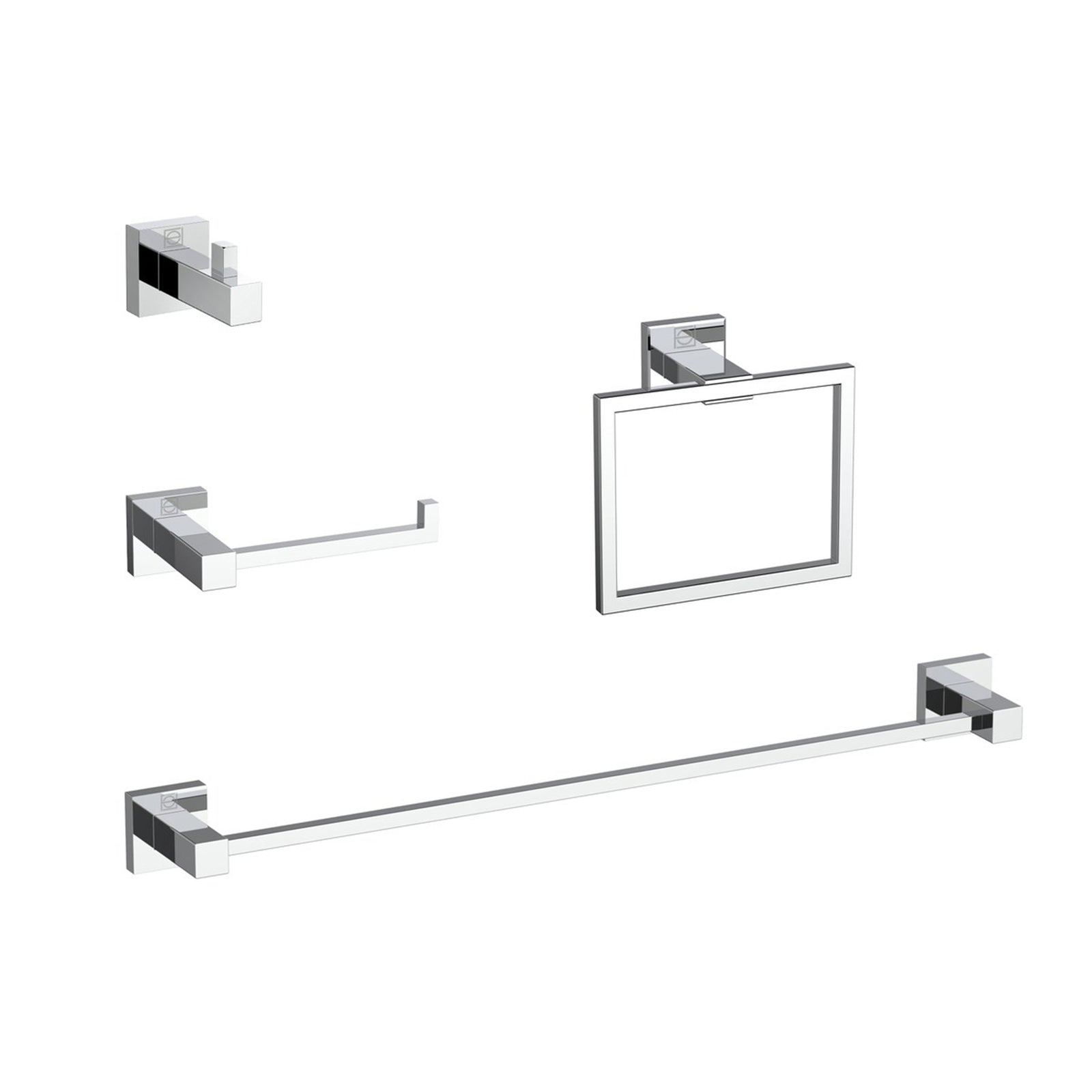 4-Piece Bathroom Hardware Set In Chrome - View 2 - Joshua Marshal