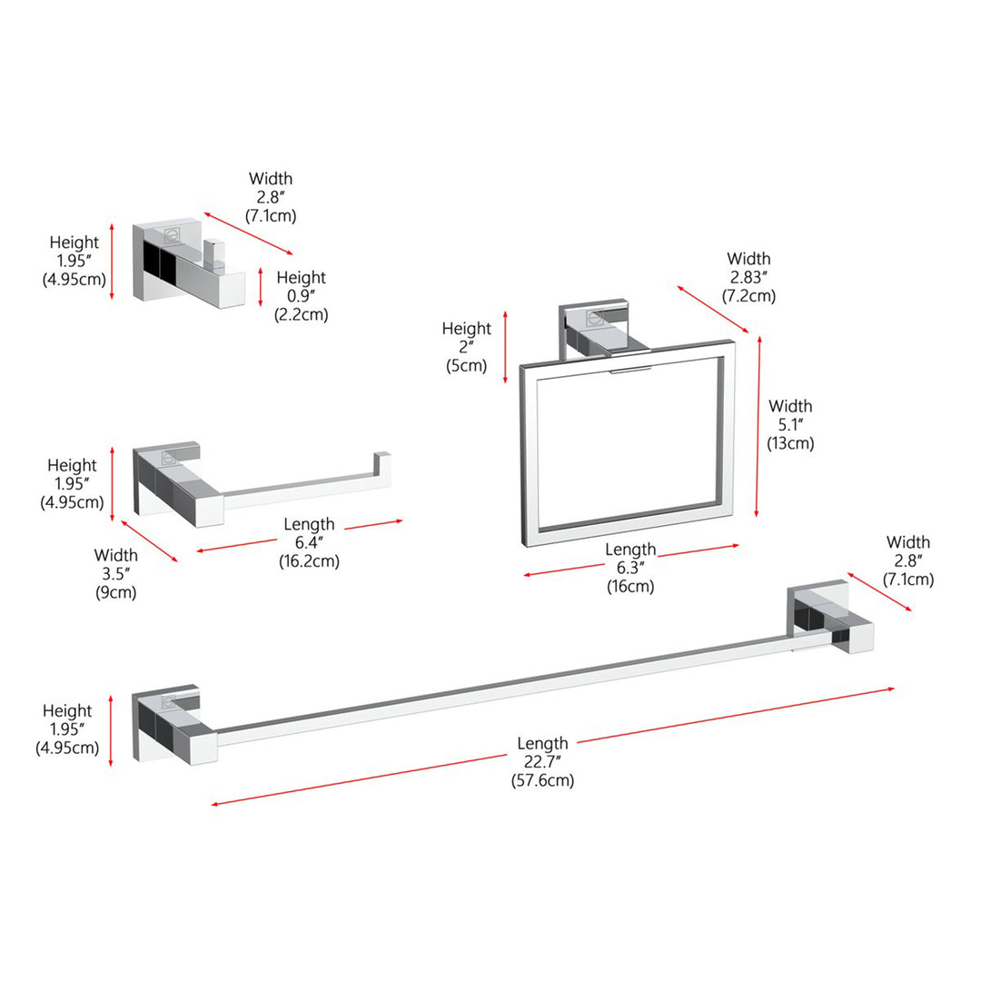 4-Piece Bathroom Hardware Set In Chrome - View 3 - Joshua Marshal