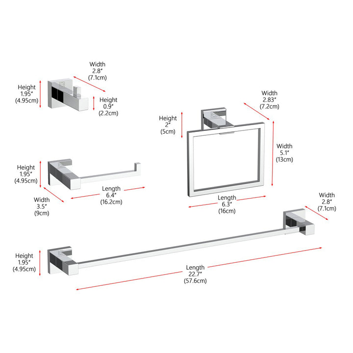 4-Piece Bathroom Hardware Set In Chrome - View 3 - Joshua Marshal