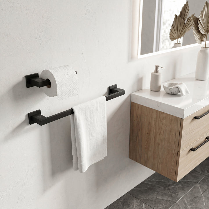 2-Piece Bathroom Hardware Set In Matte Black - View 2 - Joshua Marshal