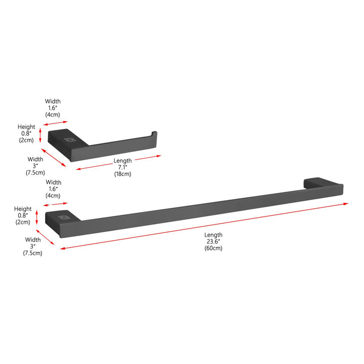 2-Piece Bathroom Hardware Set In Matte Black - View 4 - Joshua Marshal