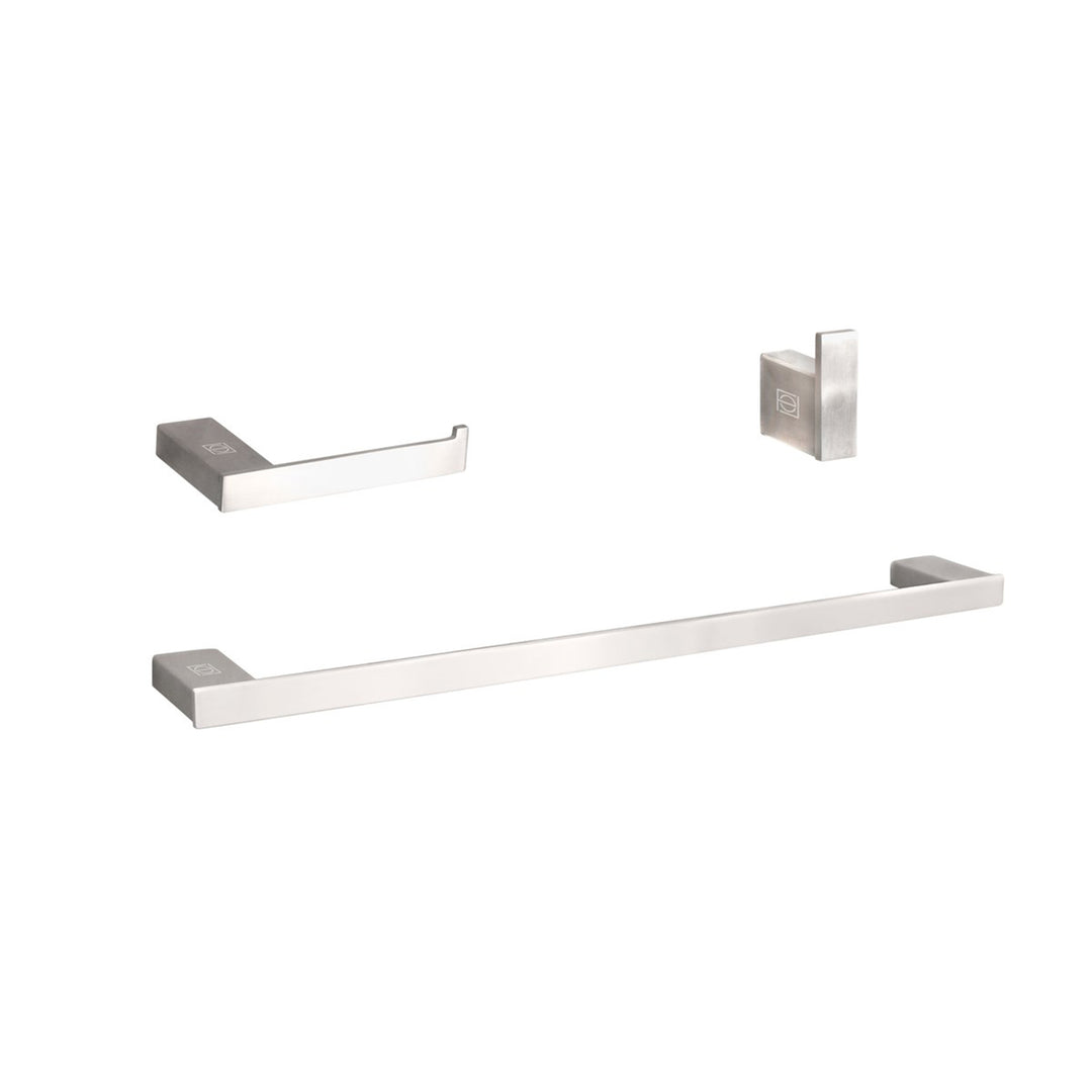 3-Piece Bathroom Hardware Set In Brushed Nickel - View 2 - Joshua Marshal