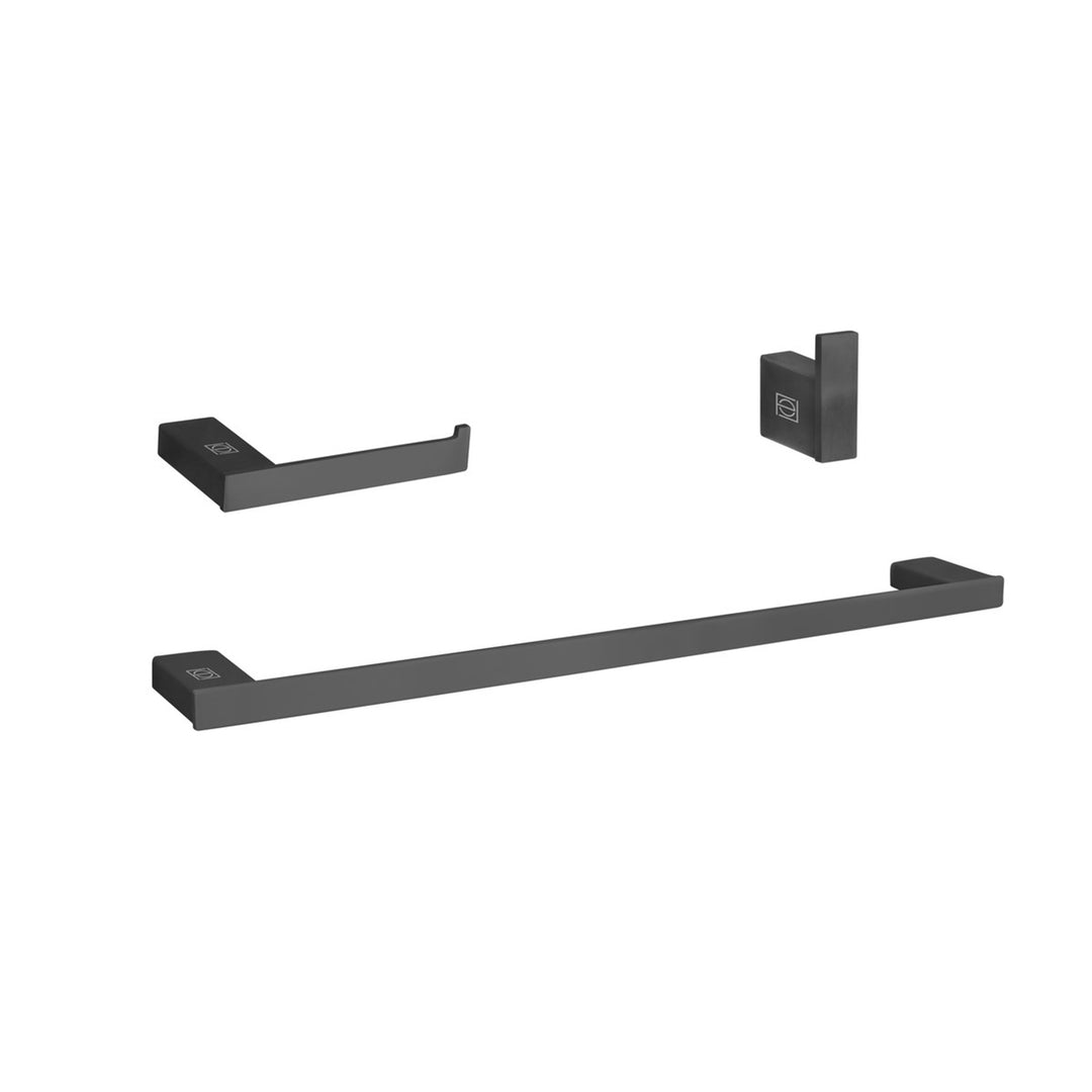 3-Piece Bathroom Hardware Set In Matte Black - View 3 - Joshua Marshal