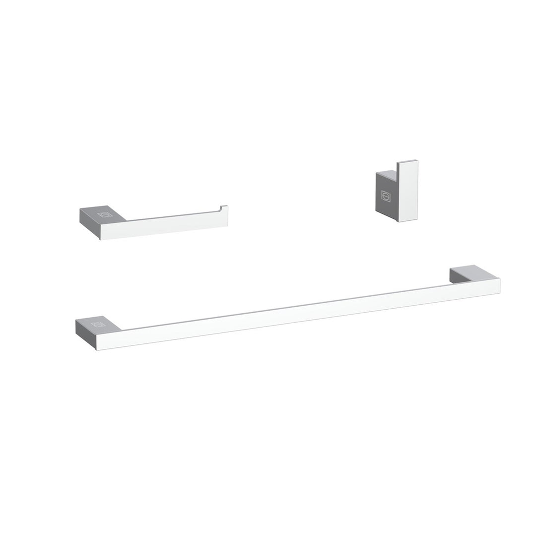 3-Piece Bathroom Hardware Set In Chrome - View 2 - Joshua Marshal