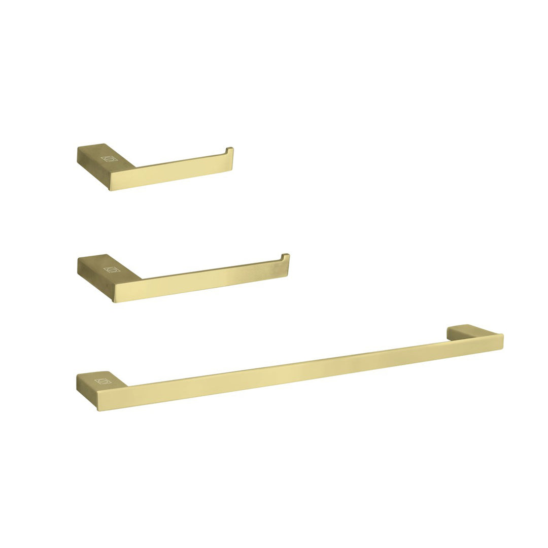 3-Piece Bathroom Hardware Set In Brushed Gold - View 2 - Joshua Marshal