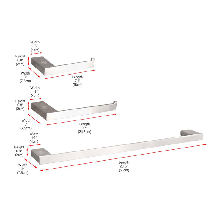 3-Piece Bathroom Hardware Set In Brushed Nickel - View 3 - Joshua Marshal