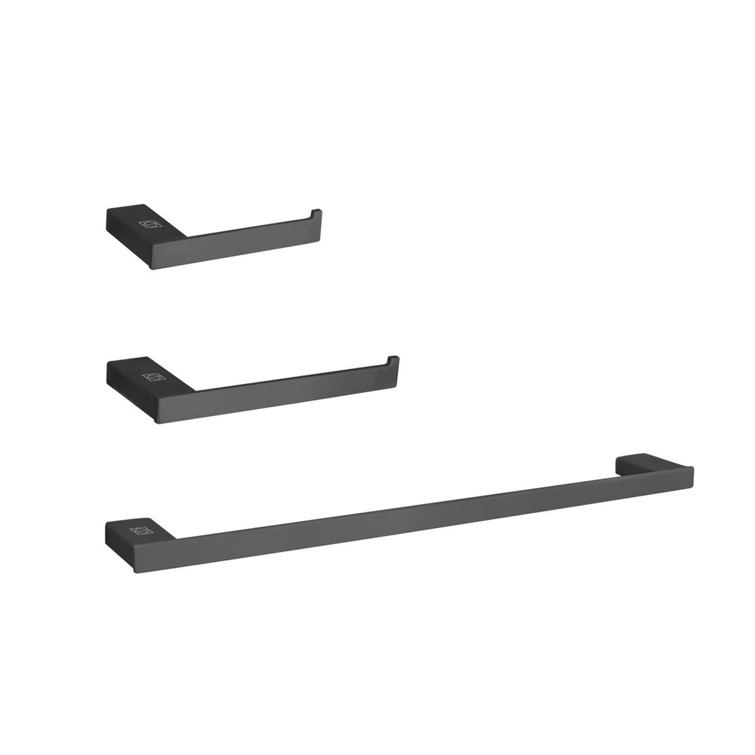 3-Piece Bathroom Hardware Set In Matte Black - View 3 - Joshua Marshal