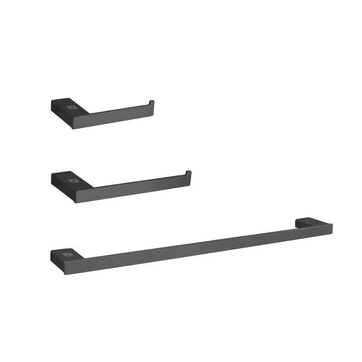 3-Piece Bathroom Hardware Set In Matte Black - View 3 - Joshua Marshal