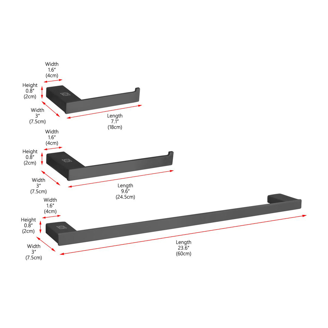 3-Piece Bathroom Hardware Set In Matte Black - View 4 - Joshua Marshal