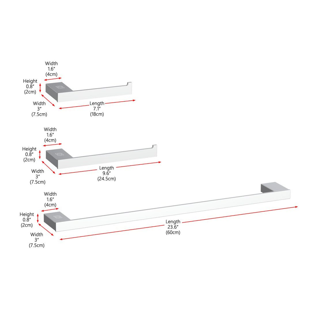 3-Piece Bathroom Hardware Set In Chrome - View 3 - Joshua Marshal