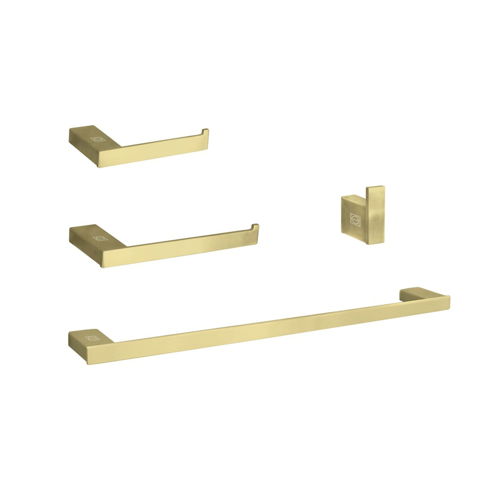 4-Piece Bathroom Hardware Set In Brushed Gold - View 2 - Joshua Marshal