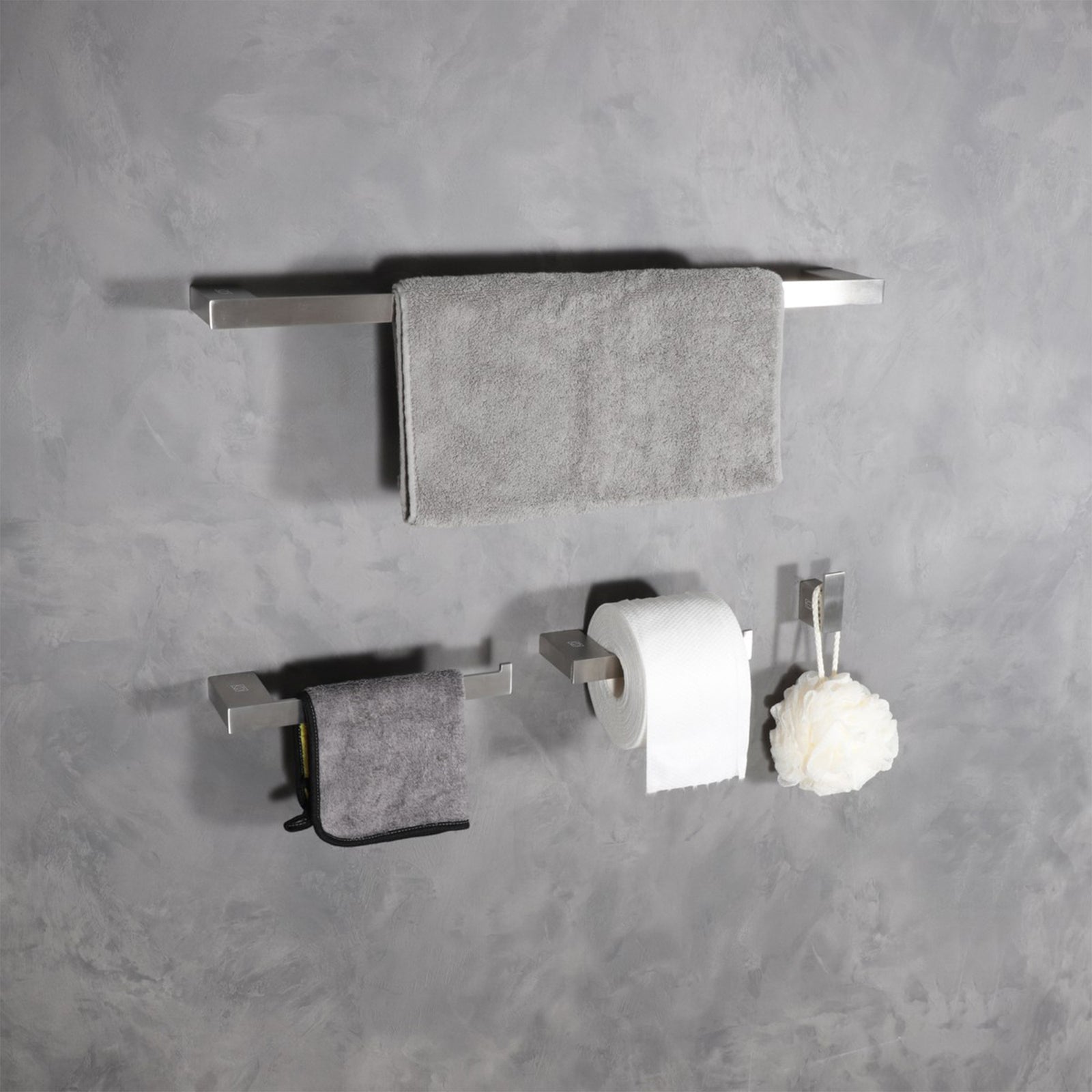 4-Piece Bathroom Hardware Set In Brushed Nickel - View 2 - Joshua Marshal