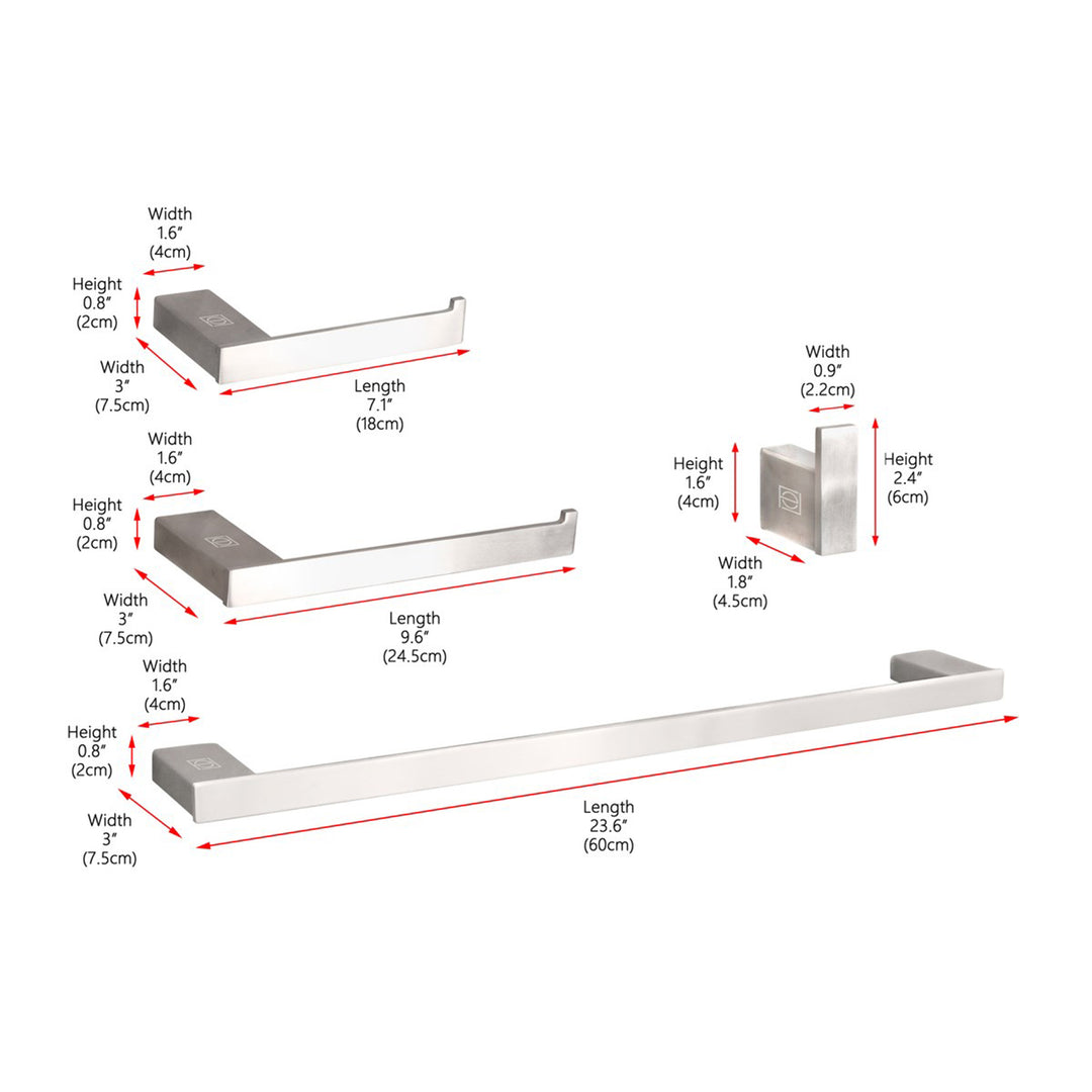 4-Piece Bathroom Hardware Set In Brushed Nickel - View 4 - Joshua Marshal
