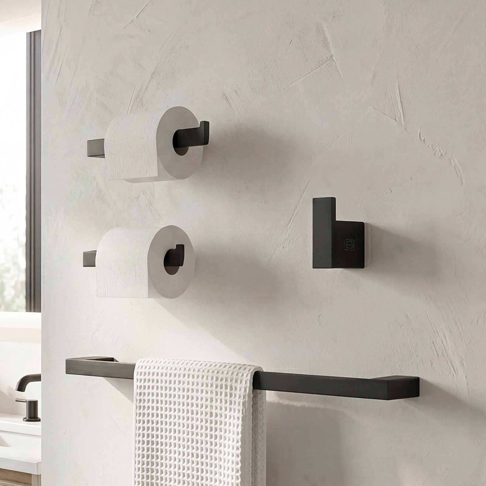 4-Piece Bathroom Hardware Set In Matte Black Matte Black Finish - KITCHEN & BATH by Joshua Marshal