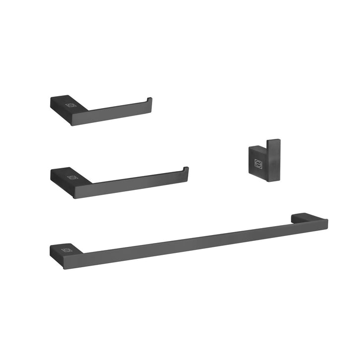 4-Piece Bathroom Hardware Set In Matte Black - View 3 - Joshua Marshal