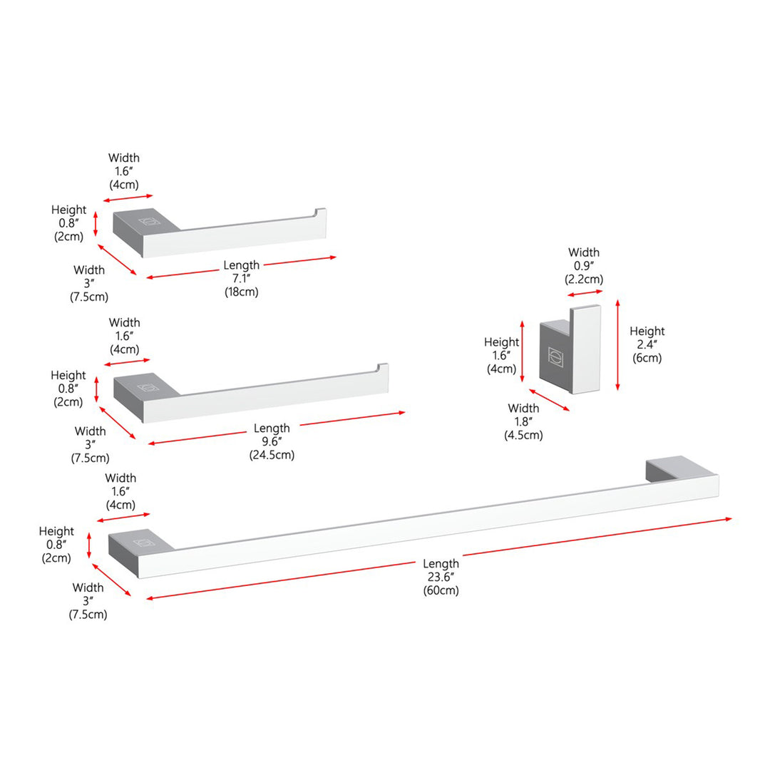 4-Piece Bathroom Hardware Set In Chrome - View 3 - Joshua Marshal