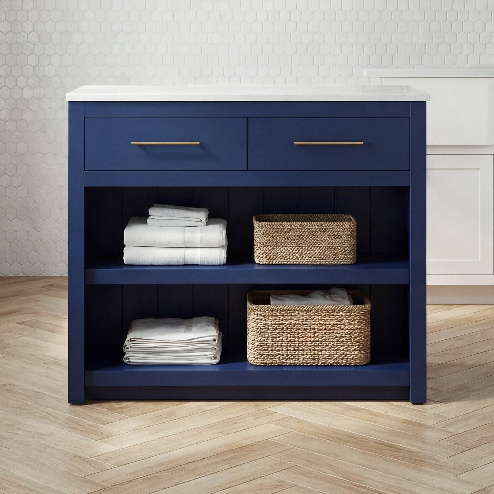 42 Inch Kitchen Island In Blue Blue Finish - FURNITURE by Joshua Marshal