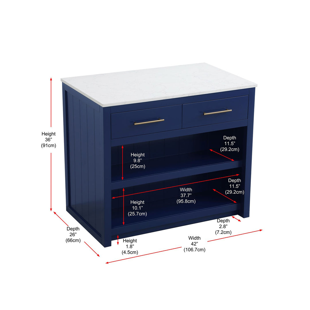 42 Inch Kitchen Island In Blue - View 6 - Joshua Marshal