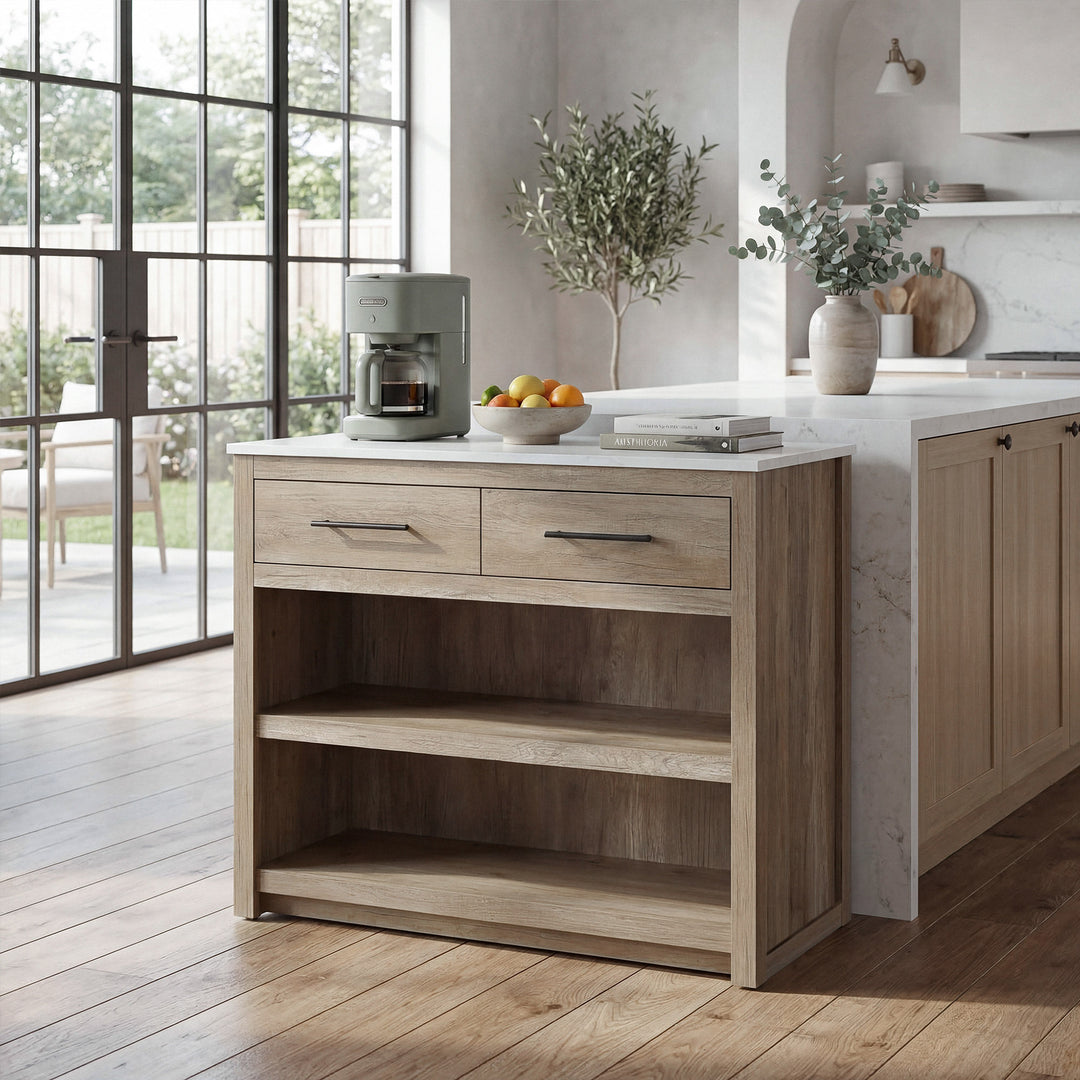 42 Inch Kitchen Island In Natural Oak Natural Oak Finish - FURNITURE by Joshua Marshal