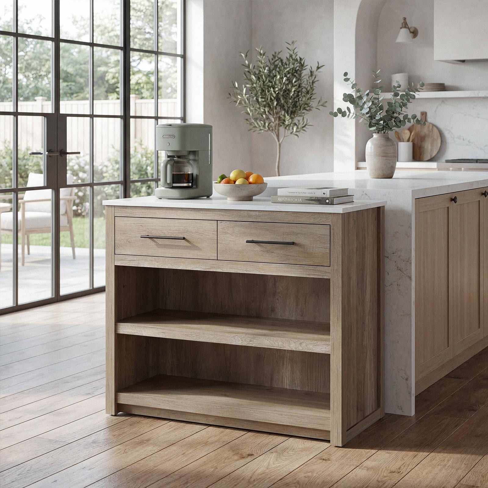 42 Inch Kitchen Island In Natural Oak Natural Oak Finish - FURNITURE by Joshua Marshal