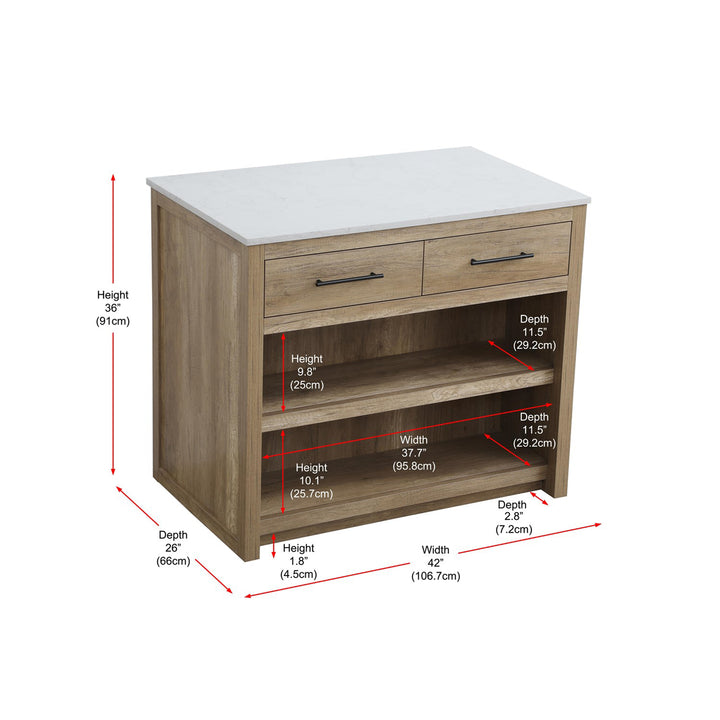 42 Inch Kitchen Island In Natural Oak - View 5 - Joshua Marshal