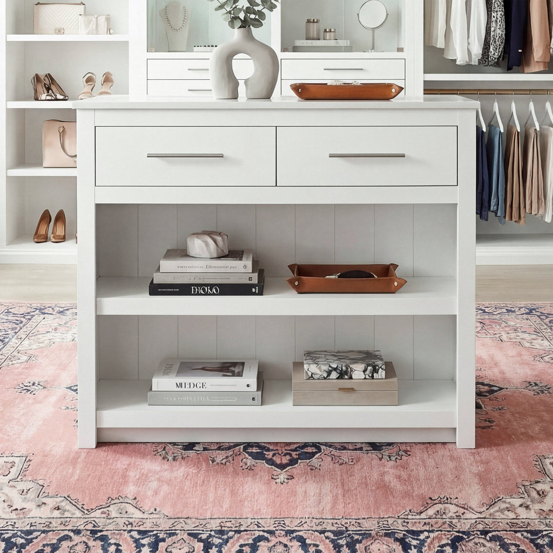 42 Inch Kitchen Island In White White Finish - FURNITURE by Joshua Marshal