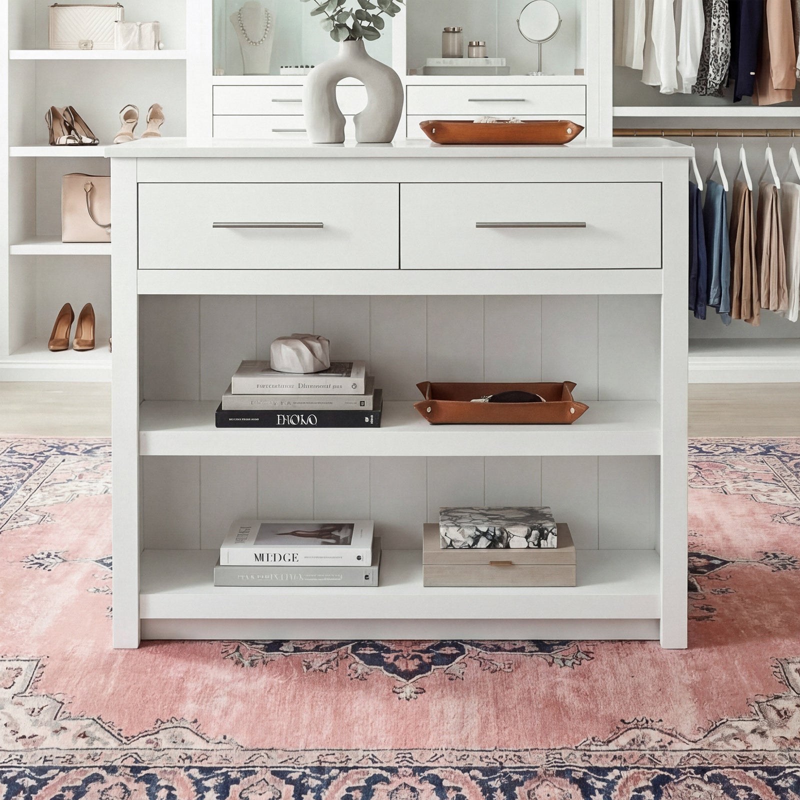 42 Inch Kitchen Island In White White Finish - FURNITURE by Joshua Marshal