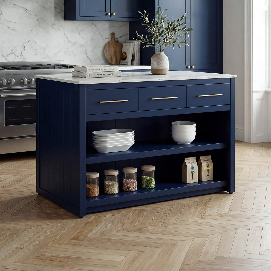 48 Inch Kitchen Island In Blue Blue Finish - FURNITURE by Joshua Marshal