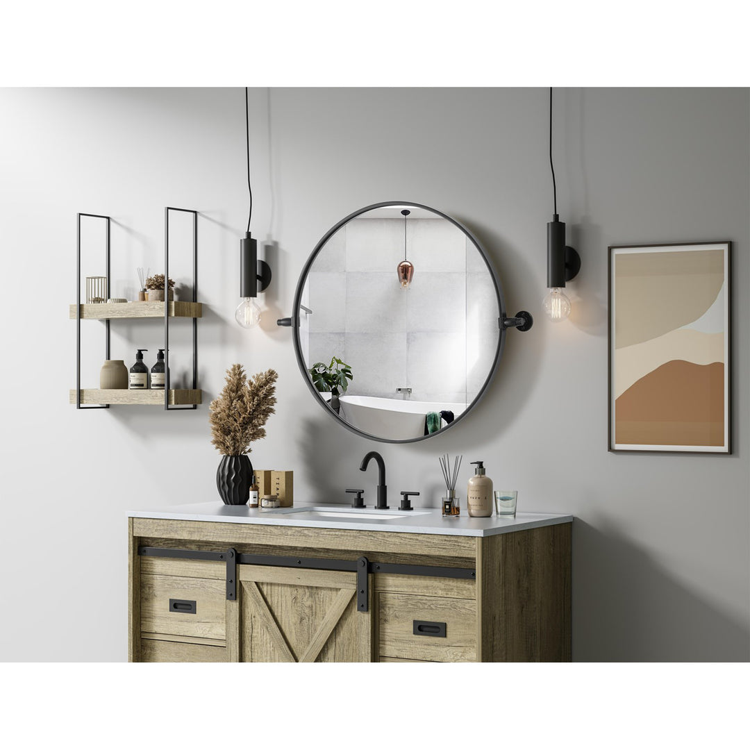 24X24 Pivot Mirror In Black - View 2 - Joshua Marshal