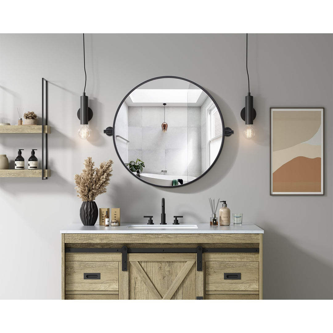 24X24 Pivot Mirror In Black - View 3 - Joshua Marshal