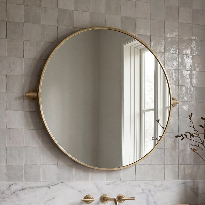 24X24 Pivot Mirror In Brass Brass Finish - DECOR by Joshua Marshal