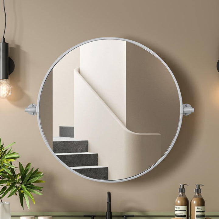 24X24 Pivot Mirror In Silver Silver Finish - DECOR by Joshua Marshal