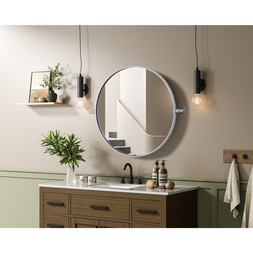 24X24 Pivot Mirror In Silver - View 2 - Joshua Marshal