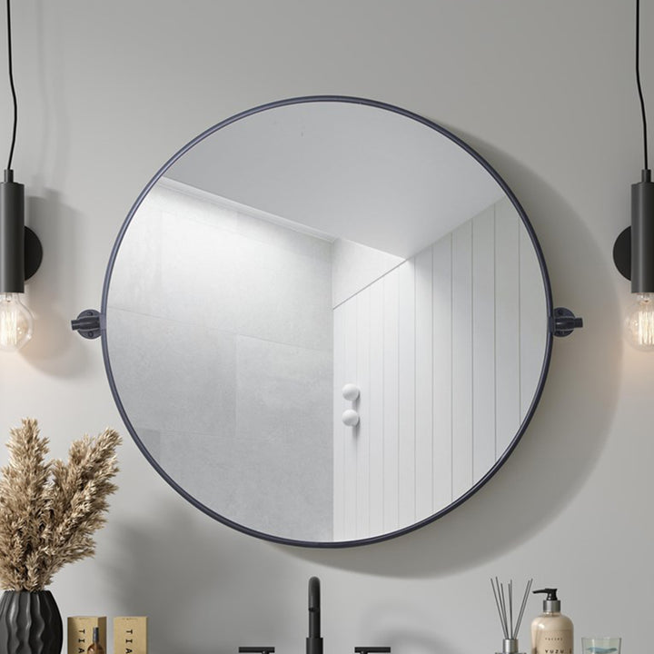 30X30 Pivot Mirror In Black Black Finish - DECOR by Joshua Marshal