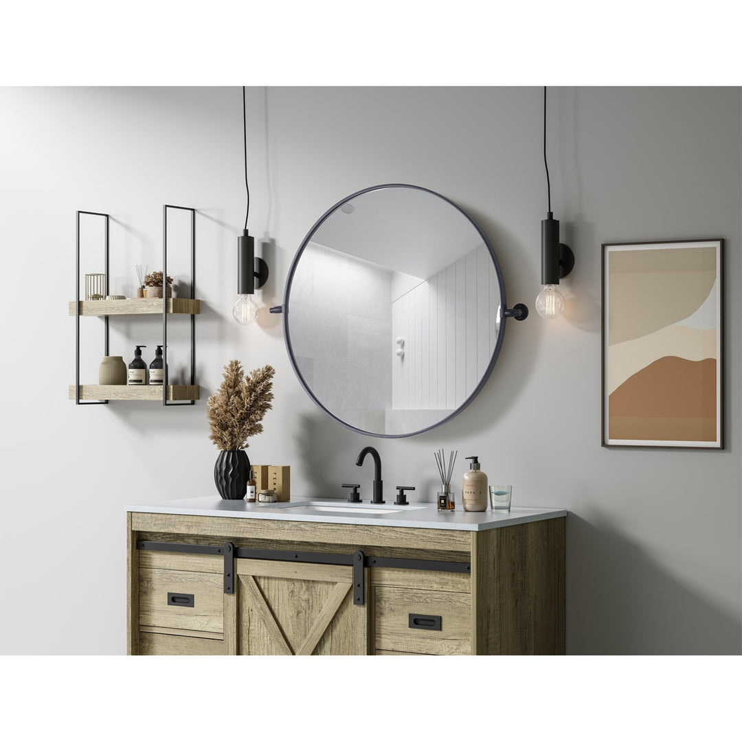 30X30 Pivot Mirror In Black - View 2 - Joshua Marshal