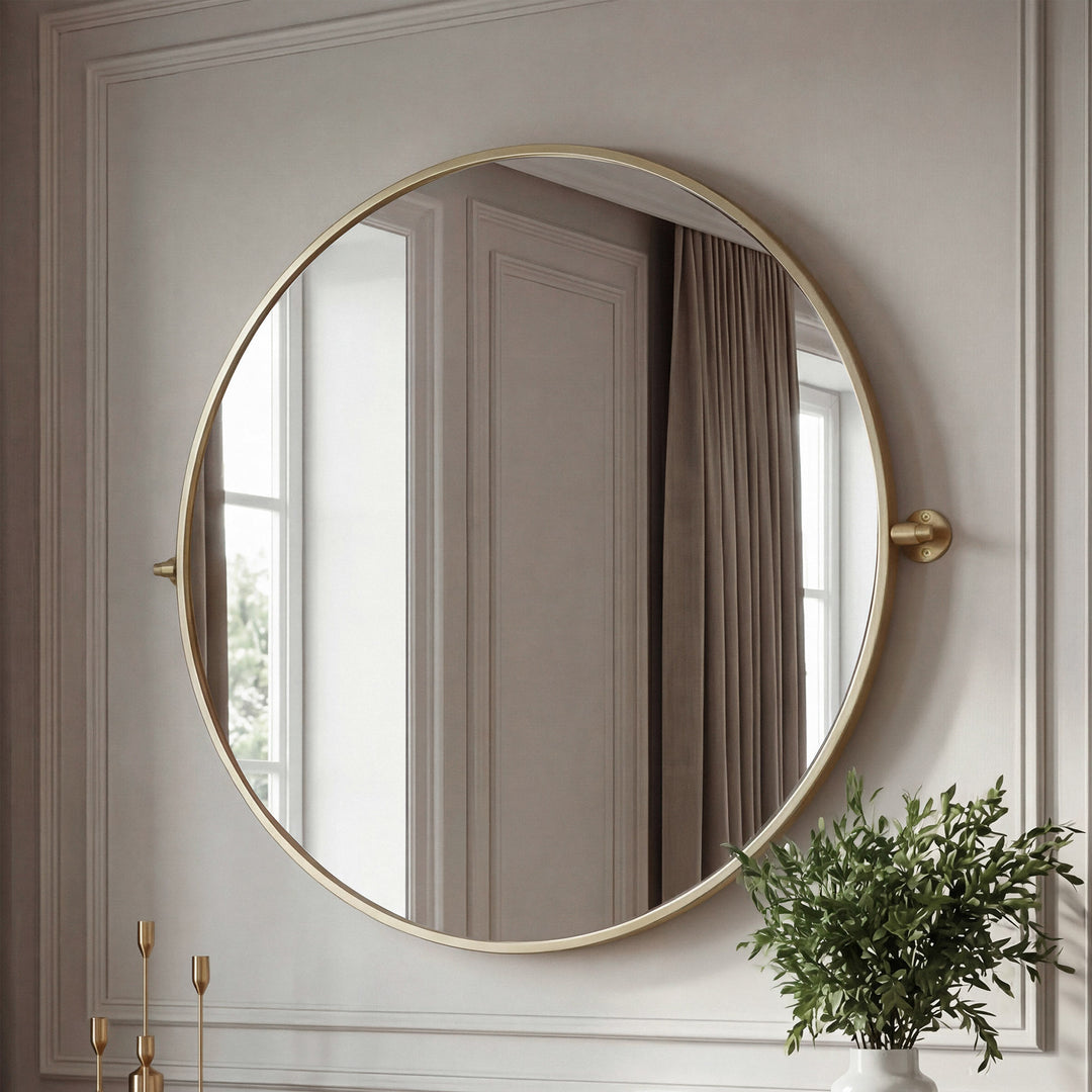 30X30 Pivot Mirror In Brass Brass Finish - DECOR by Joshua Marshal