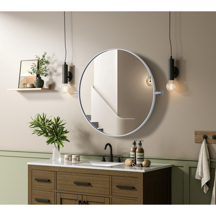 30X30 Pivot Mirror In Silver - View 2 - Joshua Marshal