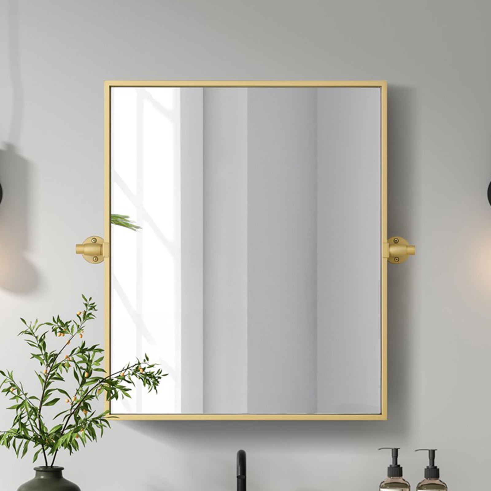 20X24 Pivot Mirror In Brass Brass Finish - DECOR by Joshua Marshal
