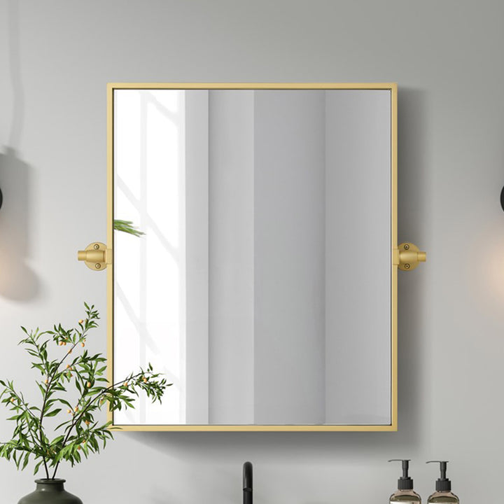 20X24 Pivot Mirror In Brass Brass Finish - DECOR by Joshua Marshal