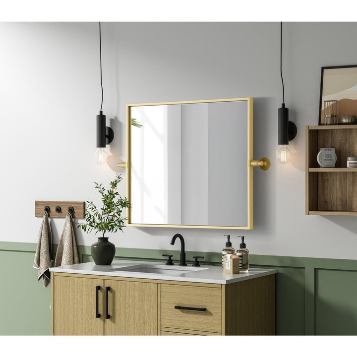 20X24 Pivot Mirror In Brass - View 2 - Joshua Marshal