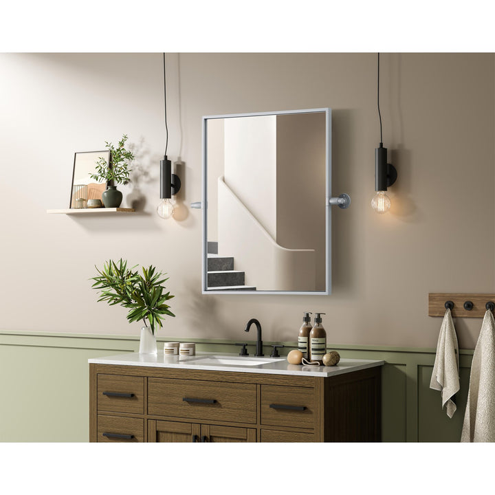 20X24 Pivot Mirror In Silver - View 2 - Joshua Marshal