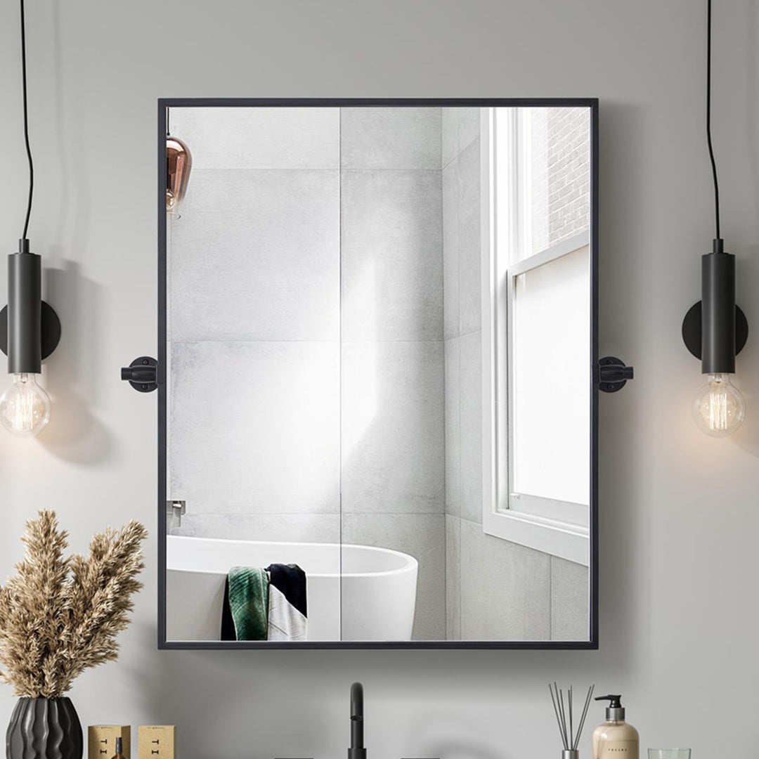 24X30 Pivot Mirror In Black Black Finish - DECOR by Joshua Marshal