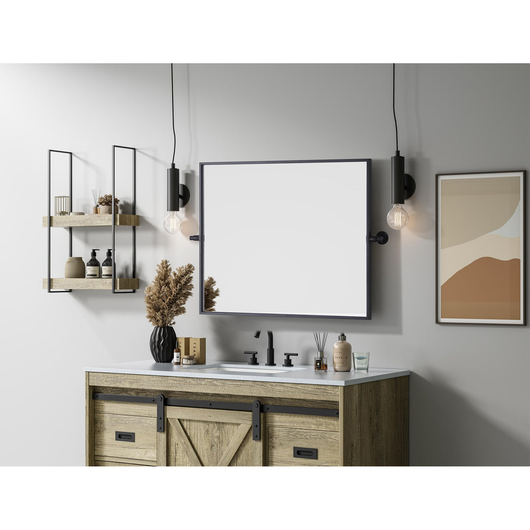 24X30 Pivot Mirror In Black - View 2 - Joshua Marshal