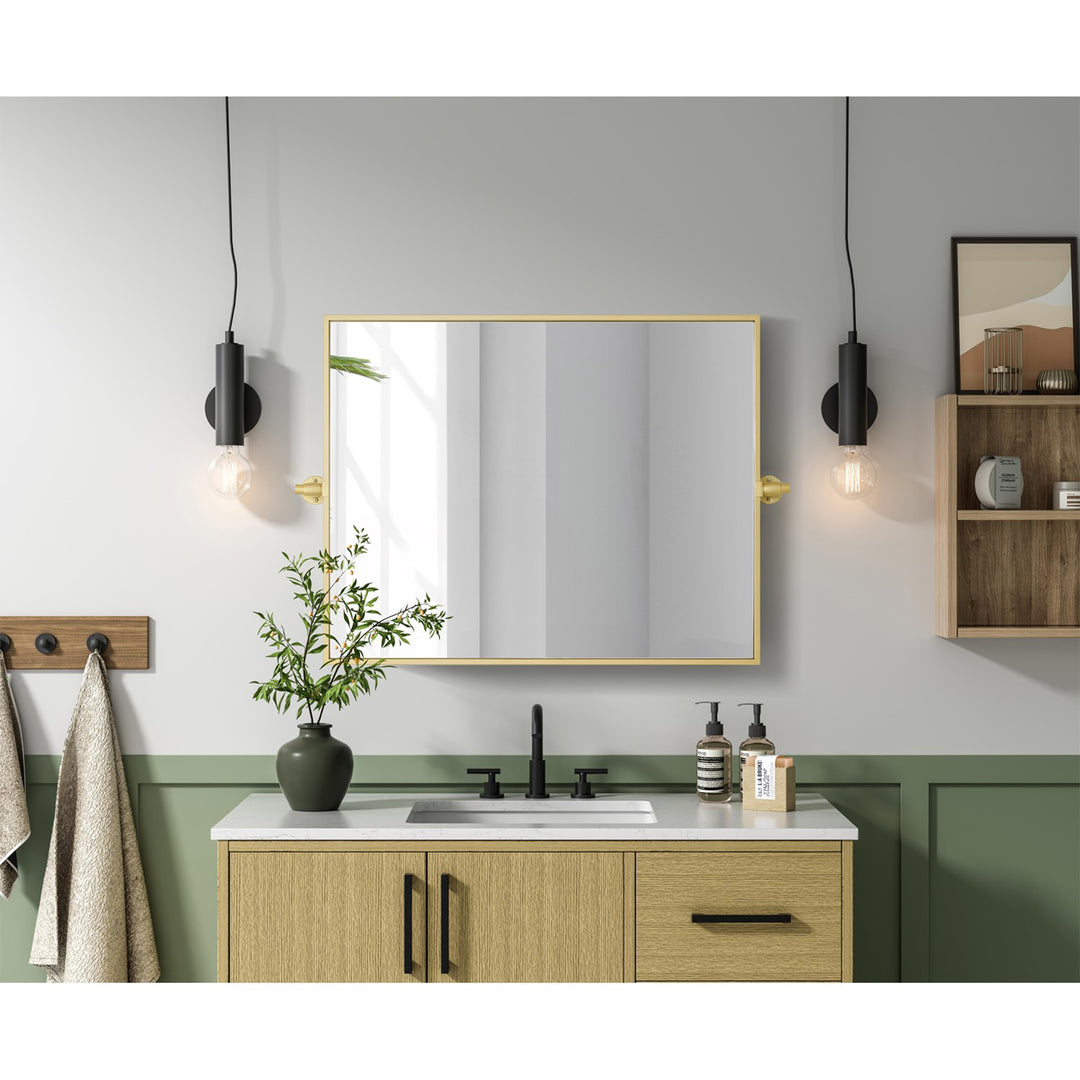 24X30 Pivot Mirror In Brass - View 2 - Joshua Marshal