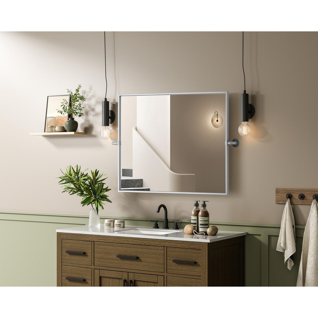 24X30 Pivot Mirror In Silver - View 2 - Joshua Marshal