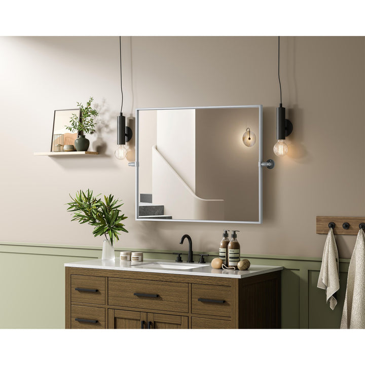 24X30 Pivot Mirror In Silver - View 2 - Joshua Marshal