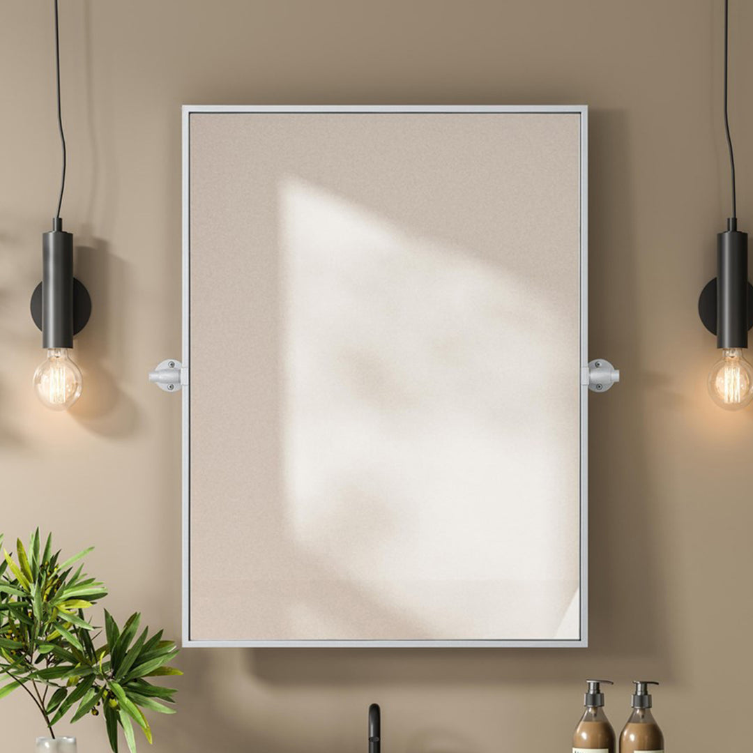 24X32 Pivot Mirror In Silver Silver Finish - DECOR by Joshua Marshal