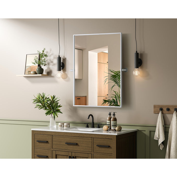24X32 Pivot Mirror In Silver - View 2 - Joshua Marshal