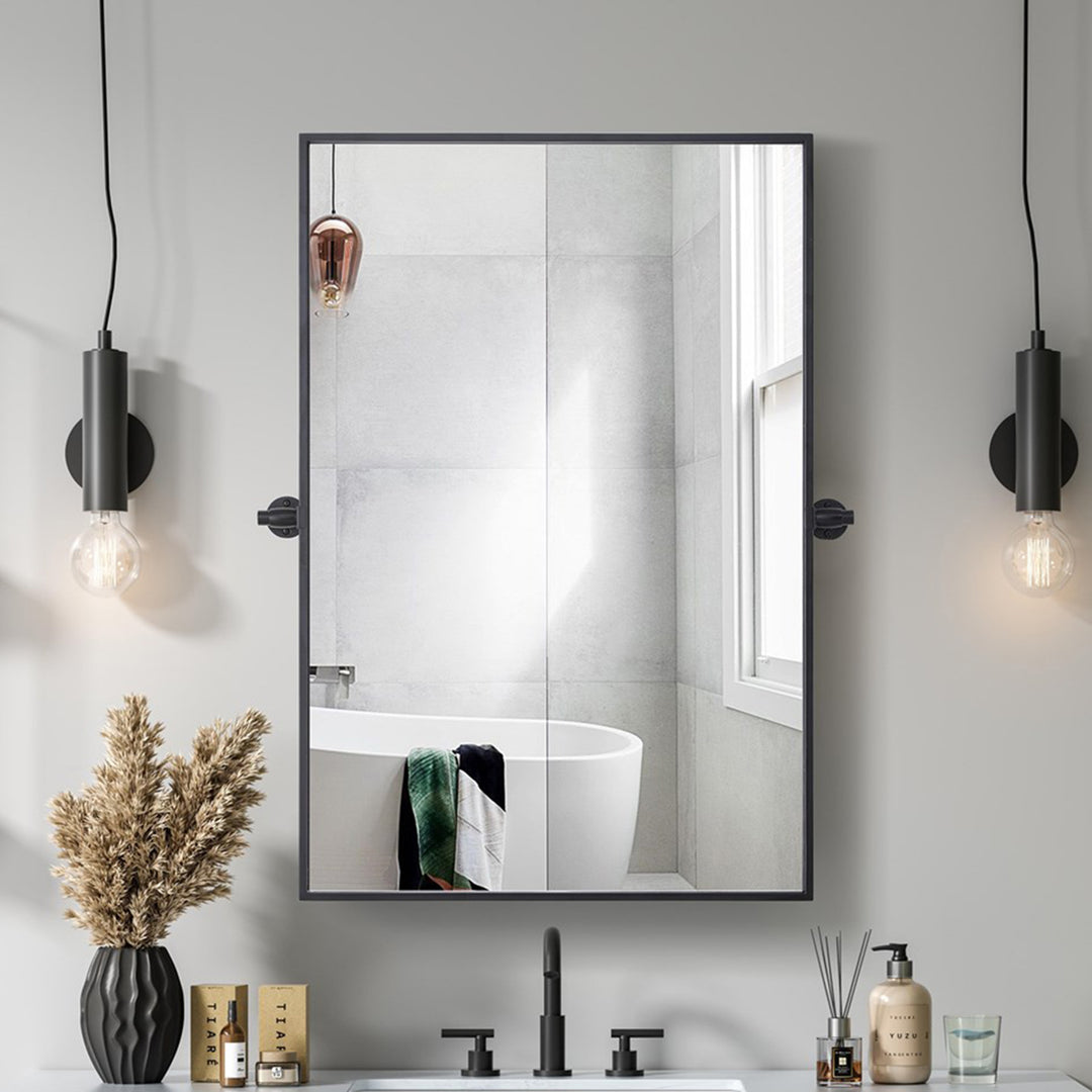 24X36 Pivot Mirror In Black Black Finish - DECOR by Joshua Marshal